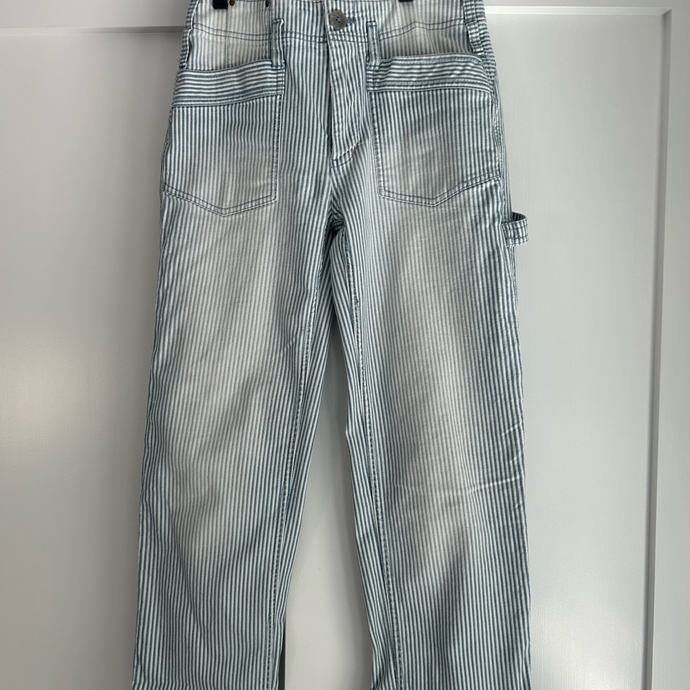 Anthropologie - Pilcro Blue & White Stripe Carpenter Jeans